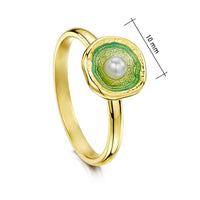 Lunar Pearl Petite Ring in 18ct Yellow Gold & Shallows Enamel
