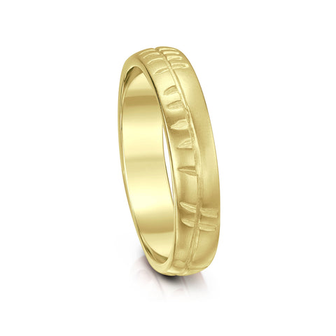 Ogham Small Ring in 18ct Yellow Gold by Sheila Fleet Jewellery