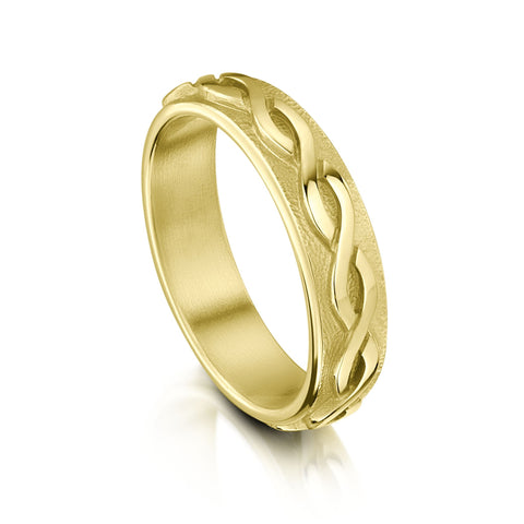 Celtic Twist Textured Ring in 18ct Yellow Gold  by Sheila Fleet Jewellery