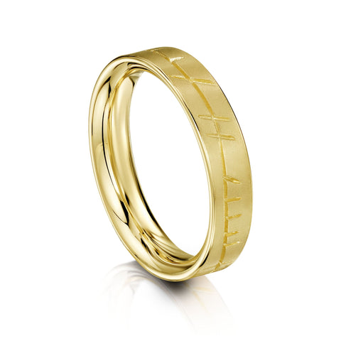 Ogham Ring in 18ct Yellow Gold by Sheila Fleet Jewellery