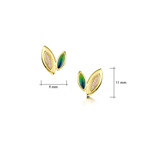 Seasons Spring Enamel Petite Stud Earrings in 18ct Yellow & Rose Gold