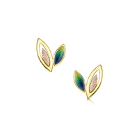 Seasons Spring Enamel Small Stud Earrings in 18ct Yellow & Rose Gold by Sheila Fleet Jewellery