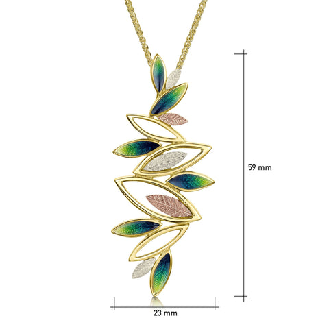 Seasons Spring Enamel Dress Pendant in 18ct Yellow, White & Rose Gold by Sheila Fleet Jewellery