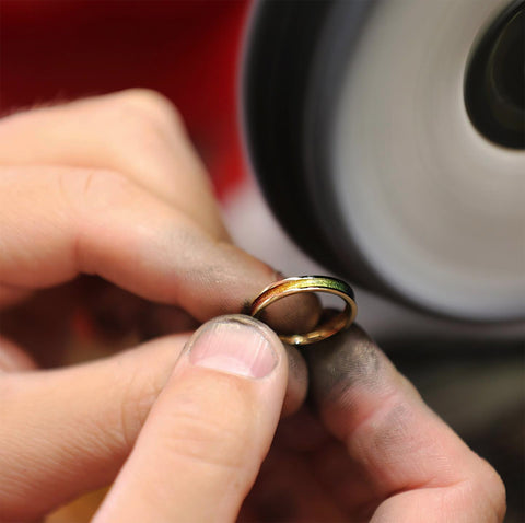 Rainbow Ring in Enamel 18ct Yellow Gold by Sheila Fleet Jewellery