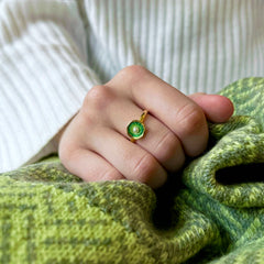 Lunar Pearl Petite Ring in 18ct Yellow Gold & Shallows Enamel by Sheila Fleet Jewellery