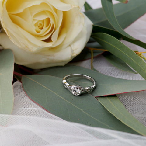 Celtic Twist 0.40ct Diamond Solitaire Ring in Platinum by Sheila Fleet Jewellery