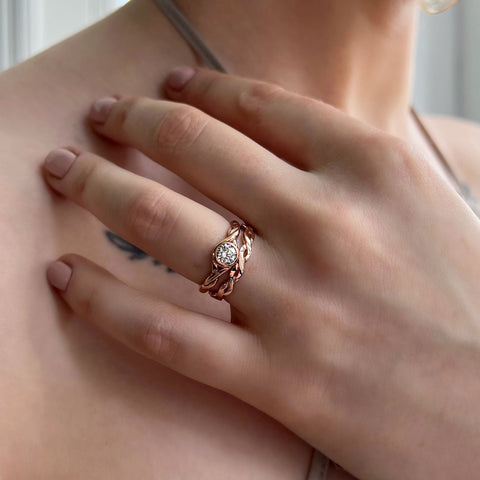 Celtic Twist 0.40ct Diamond Solitaire Ring in 9ct Rose Gold by Sheila Fleet Jewellery