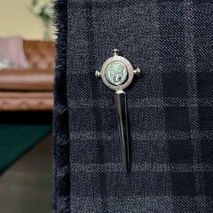 Stag’s Head Kilt Pin in Moss Enamel by Sheila Fleet Jewellery