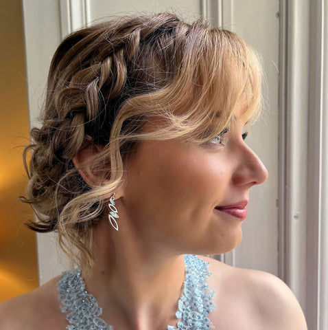 Seasons Silver 4-leaf Drop Earrings in Winter Enamel