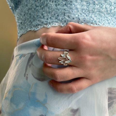 Seasons Sterling Ring in Winter Enamel