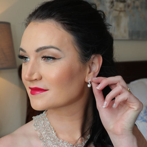 Daisies at Dawn Petite Enamel Drop Earrings with CZ