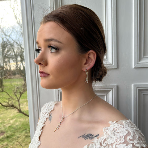 Kiss Diamond Drop Earrings in Silver & 9ct Yellow Gold by Sheila Fleet Jewellery