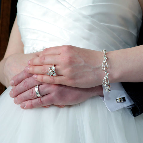 Morning Dew Enamel Ring with Moonstone & CZ by Sheila Fleet Jewellery