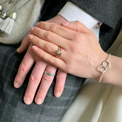Honeycomb 2-link Bracelet with 9ct Yellow Gold Bee by Sheila Fleet Jewellery
