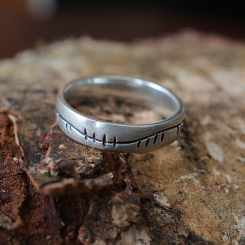 Ogham Small Ring in Sterling Silver by Sheila Fleet Jewellery