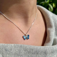 Holly Blue Butterfly Petite Enamel Pendant by Sheila Fleet Jewellery