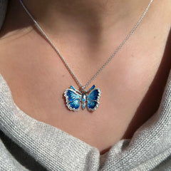 Holly Blue Butterfly Small Enamel Pendant by Sheila Fleet Jewellery