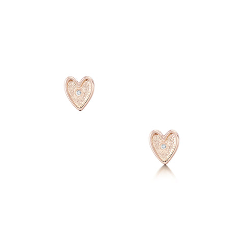 Secret Hearts Diamond Stud Earrings in 9ct Rose Gold by Sheila Fleet Jewellery
