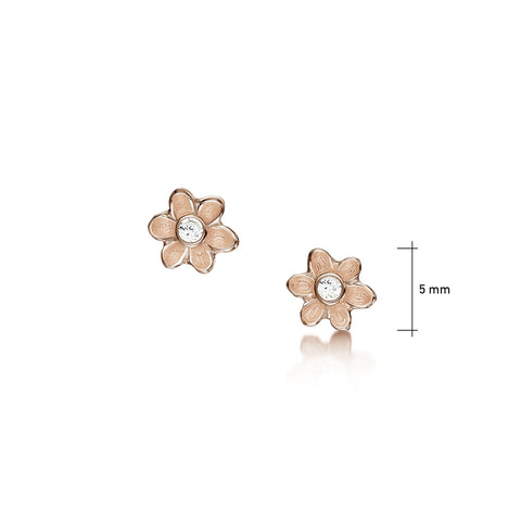 Diamond Daisies Petite Stud Earrings in 9ct Rose Gold by Sheila Fleet Jewellery