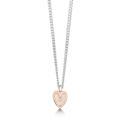 Secret Hearts Diamond Pendant Necklace in 9ct Rose Gold by Sheila Fleet Jewellery