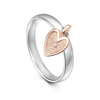 Secret Hearts Diamond Ring in Silver & 9ct Rose Gold by Sheila Fleet Jewellery