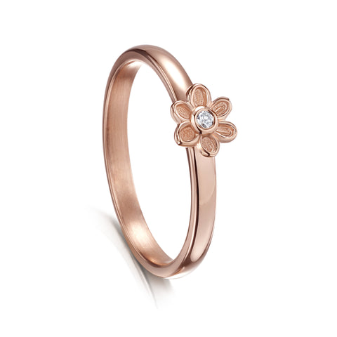 Diamond Daisies Ring in 9ct Rose Gold by Sheila Fleet Jewellery