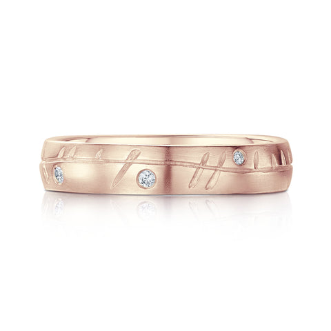 Ogham Small Ring in 9ct Rose Gold with Diamonds by Sheila Fleet Jewellery