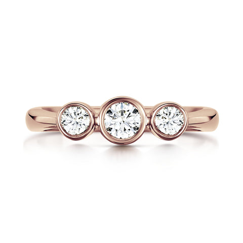 Trilogy Diamond Ring in 9ct Rose Gold by Sheila Fleet Jewellery