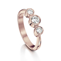 Trilogy Diamond Ring in 9ct Rose Gold by Sheila Fleet Jewellery