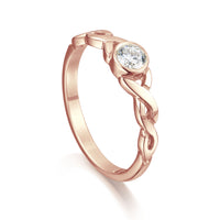 Celtic Twist 0.22ct Diamond Solitaire Ring in 9ct Rose Gold by Sheila Fleet Jewellery