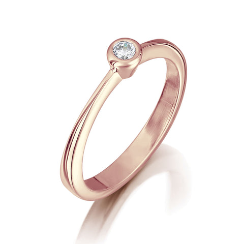 Contemporary 0.1ct Solitaire Diamond Ring in 9ct Rose Gold by Sheila Fleet Jewellery