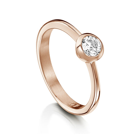 Contemporary 0.4ct Solitaire Diamond Ring in 9ct Rose Gold by Sheila Fleet Jewellery