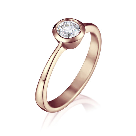 Contemporary 0.4ct Solitaire Diamond Ring in 9ct Rose Gold by Sheila Fleet Jewellery