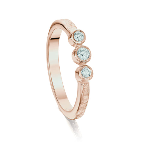 Matrix Diamond Trilogy Ring in 9ct Rose Gold by Sheila Fleet Jewellery