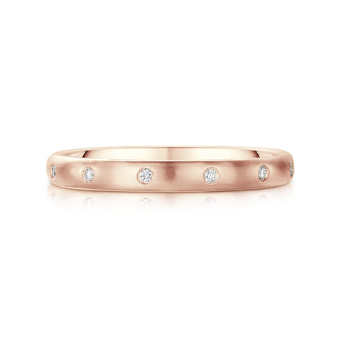 Traditional 12-diamond 3mm Wedding Ring in 9ct Rose Gold by Sheila Fleet Jewellery