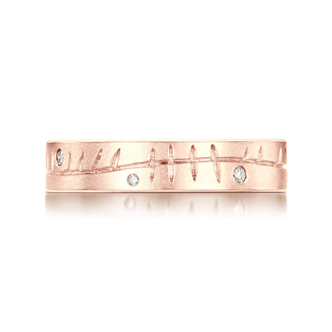 Ogham Diamond ring in 9ct Rose Gold by Sheila Fleet Jewellery