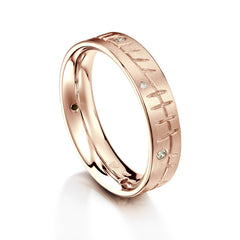 Ogham Diamond ring in 9ct Rose Gold by Sheila Fleet Jewellery