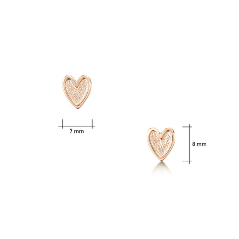 Secret Hearts Stud Earrings in 9ct Rose Gold by Sheila Fleet Jewellery