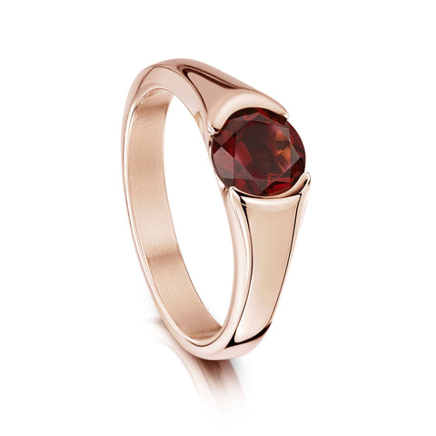 Venus Solitaire Garnet Ring in 9ct Rose Gold by Sheila Fleet Jewellery