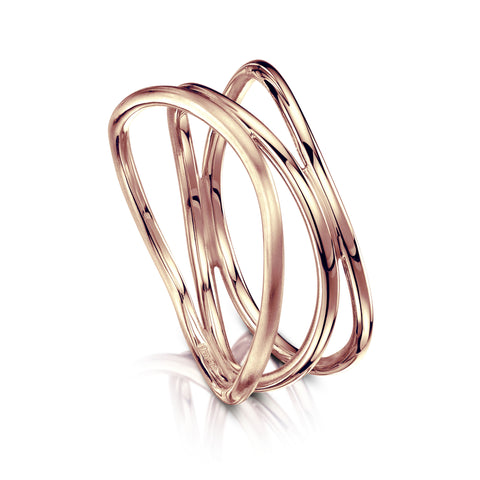 Triple Stacking Wave Ring in 9ct Rose Gold by Sheila Fleet Jewellery