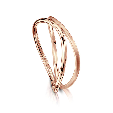 Double Stacking Wave Ring in 9ct Rose Gold by Sheila Fleet Jewellery