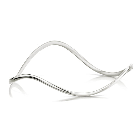 Tidal Single Bangle in 9ct White Gold by Sheila Fleet Jewellery