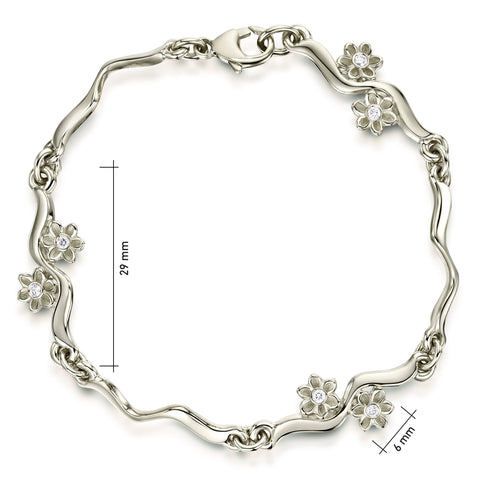 Diamond Daisies 6-flower Bracelet in 9ct White Gold by Sheila Fleet Jewellery