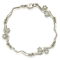 Diamond Daisies 6-flower Bracelet in 9ct White Gold by Sheila Fleet Jewellery