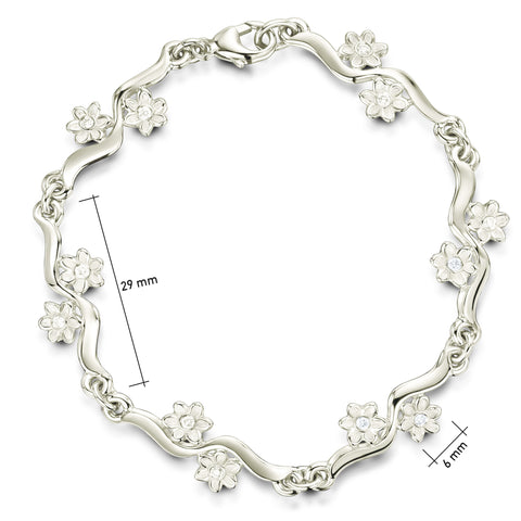 Diamond Daisies 12-flower Bracelet in 9ct White Gold