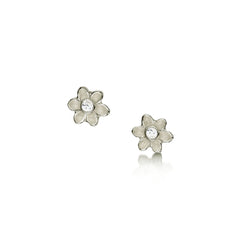 Diamond Daisies Petite Stud Earrings in 9ct White Gold by Sheila Fleet Jewellery