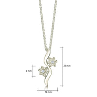 Diamond Daisies 2-flower Pendant in 9ct White Gold