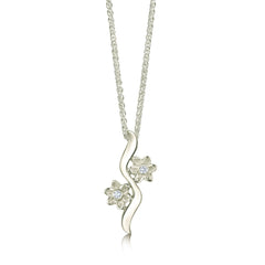 Diamond Daisies 2-flower Pendant in 9ct White Gold by Sheila Fleet Jewellery