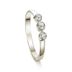 Trilogy Diamond Ring in 9ct White Gold by Sheila Fleet Jewellery