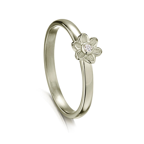 Diamond Daisies Ring in 9ct White Gold by Sheila Fleet Jewellery